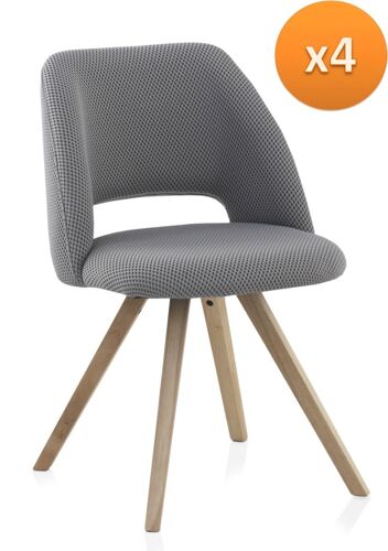 Lot De 4 Chaises Rembourrées Nid D'abeille En Gris