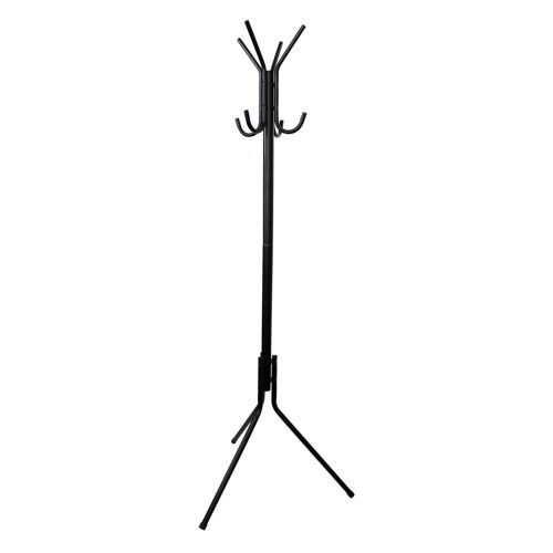 Porte-manteaux avec 8 crochets sur pieds en métal noir 178x62x62cm