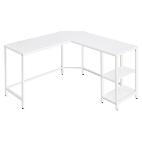 Bureau D'angle Avec Étagères Effet Bois Blanc