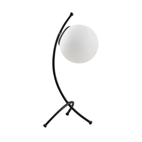 Lampe De Table Cuviligne Noire Et Abat-Jour En Verre Élégant