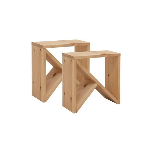 Ensemble de 2 tables de chevet en bois de pin marron 50x50cm