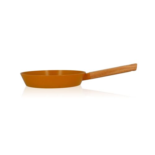POÊLE ECTOR 24CM EN ALU REVÊTEMENT CÉRAMIQUE JAUNE AVEC MANCHE BOIS