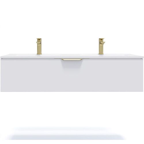 Meuble salle de bain double vasque 120cm 1 tiroir Blanc