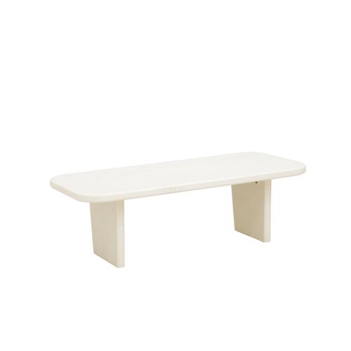 Table basse en microciment avec deux pieds blanc cassé 95x30cm