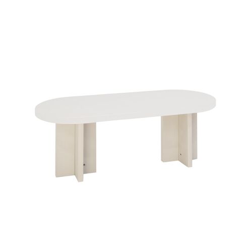 Table basse en microciment blanc cassé de 120x40cm