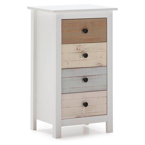 Chiffonnier Nuit 4 Tiroirs Dans Les Tiroirs Blanc Et Multicolores