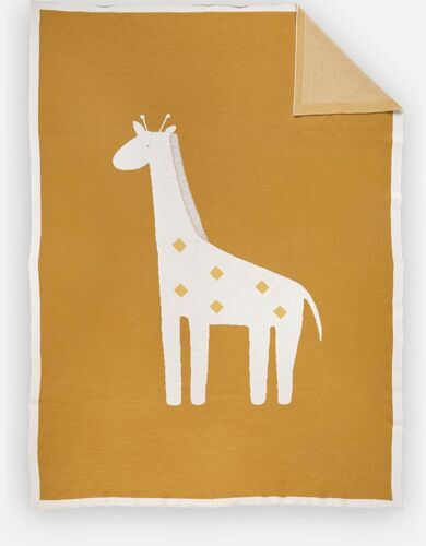 Couverture En Jacquard Girafe Tiga Jaune 100 X 140 Cm - Noukie's
