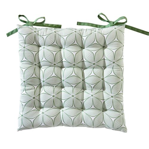 Galette de chaise verte 40x40 en coton