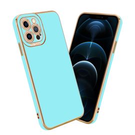 Cadorabo Housse Compatible Avec Apple Iphone 12 Pro En Glossy Turquoise - Or Rose - Étui De Protection En Silicone Tpu Flexible Et Avec Protection Pour Appareil Photo