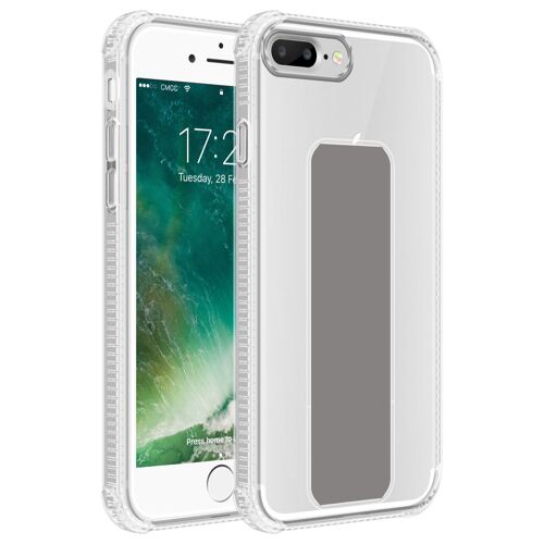 Cadorabo Housse compatible avec Apple iPhone 7 PLUS / 7S PLUS / 8 PLUS en GRIS - Étui de protection en silicone TPU flexible avec support et fonction stand