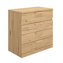 Commode 4 Tiroirs 81 Cm Décor Chêne - Heva