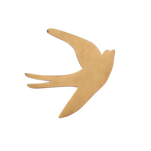 Plaque décorative hirondelle en métal jaune