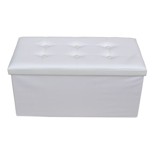 Repose-Pieds Coffre De Rangement Avec Couvercle En Similicuir Blanc