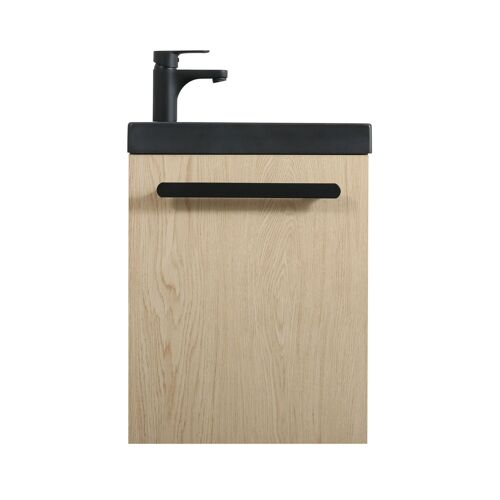 Meuble lave-mains Décor chêne vasque noire