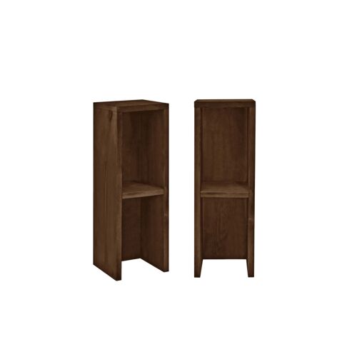 Ensemble 2 tables de chevet en bois de sapin marron 20x60cm