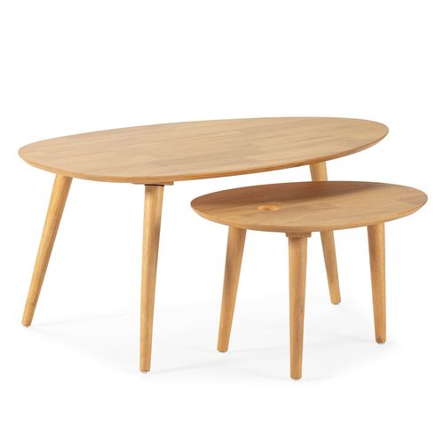 Set De 2 Tables Basses En Chêne, Bois Massif