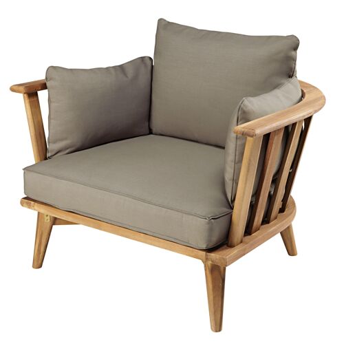 Fauteuil De Jardin En Acacia Massif Et Coussins Taupe