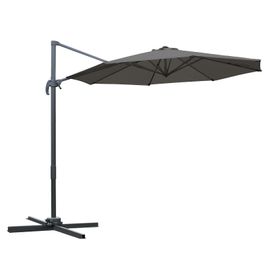 Parasol Déporté Rond Inclinable Rotatif 360° Gris