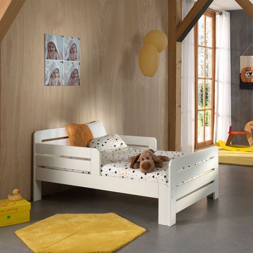 Lit Enfant Évolutif 90x140/160/200 Cm En Pin Blanc - Jumpy