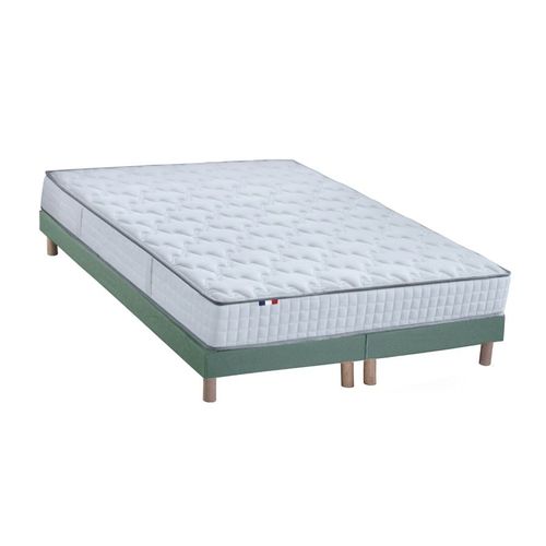 Ensemble Matelas Ressorts Mémoire Forme Sommier Vert 160x200