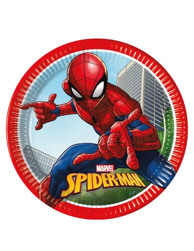 8 Assiettes En Carton Spiderman Fighter 23 Cm