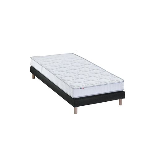 Ensemble Matelas 100% Latex 3 Zones Sommier Noir 90x190