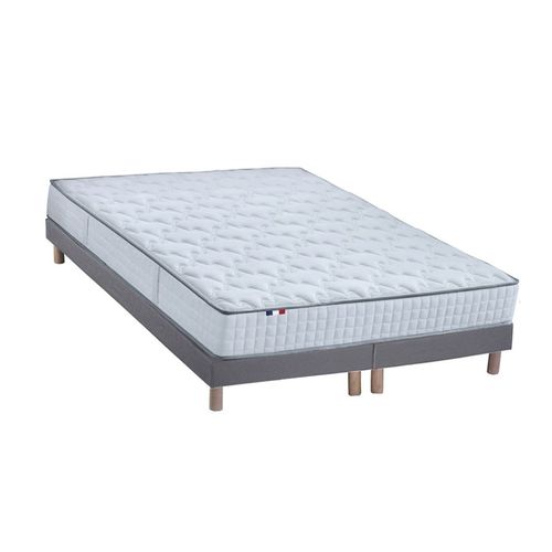 Ensemble Matelas Ressort Mémoire Forme Sommier Gris 160x200