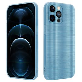 Cadorabo Housse Compatible Avec Apple Iphone 12 Pro En Brushed Turquoise - Étui De Protection En Silicone Tpu Flexible Au Design Brossé