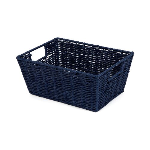Panier de rangement bleu en papier tressé 31x24cm