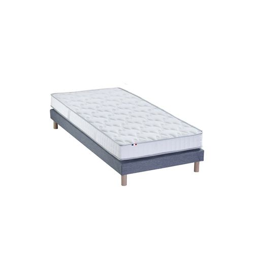 Ensemble Matelas 100% Latex 3 Zones Sommier Bleu 90x190