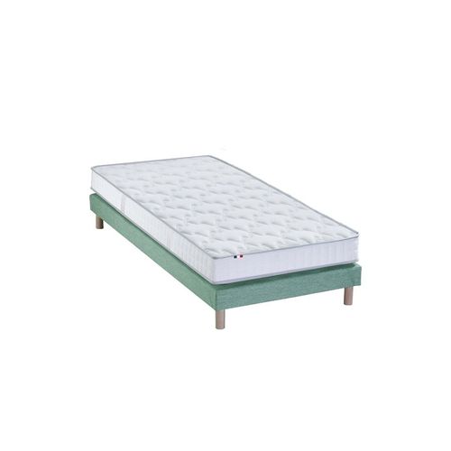 Ensemble Matelas 100% Latex 3 Zones Sommier Vert 90x190