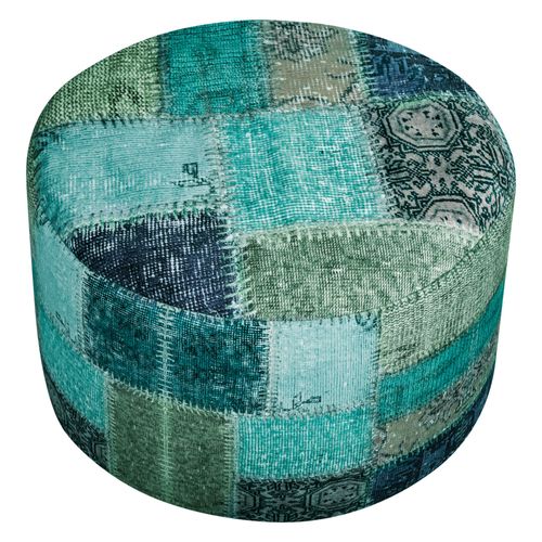 Pouf Rond Impression Digitale Vintage Tons De Bleu 50x30cm