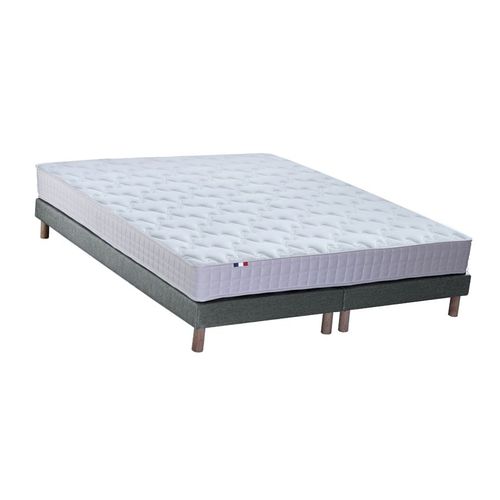 Ensemble Matelas Mémoire De Forme Sommier Gris 160x200
