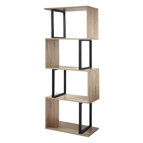 Étagère 4 Niveaux décor bois avec montants métal