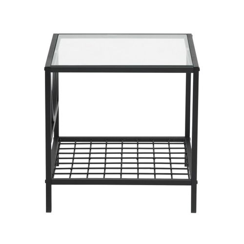 Table D'appoint Carrée En Verre Et Métal Noir