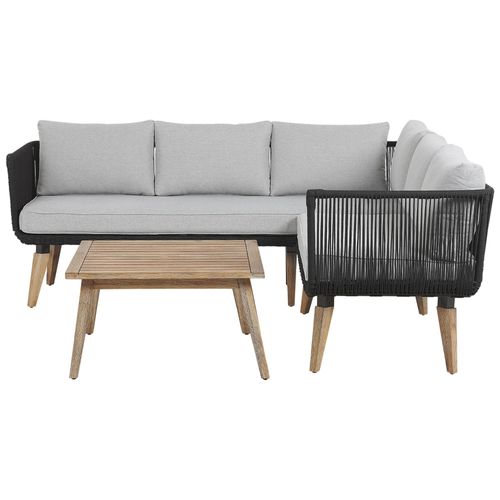 Salon De Jardin En Bois Acacia Avec Coussin Gris