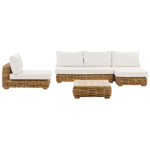 Set De Salon Côté Gauche Rotin Marron Doré Varallo