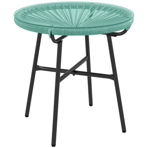 Table Basse Ronde De Jardin Résine Verre Trempé Vert Turquoise