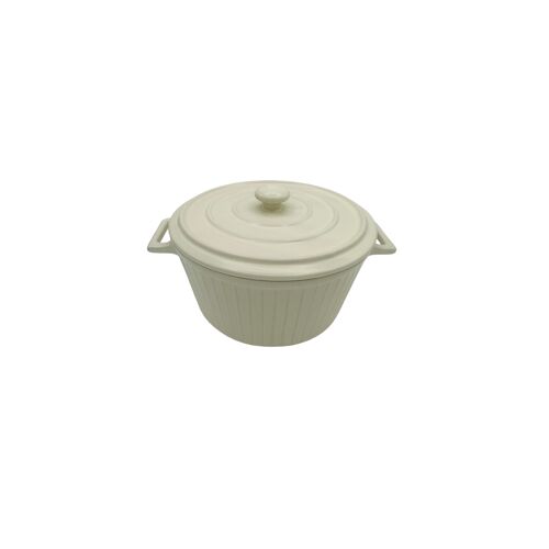Mini Cocotte Blanche Rayée Avec Couvercle 17,5 X 9,5 Cm Hobbytech