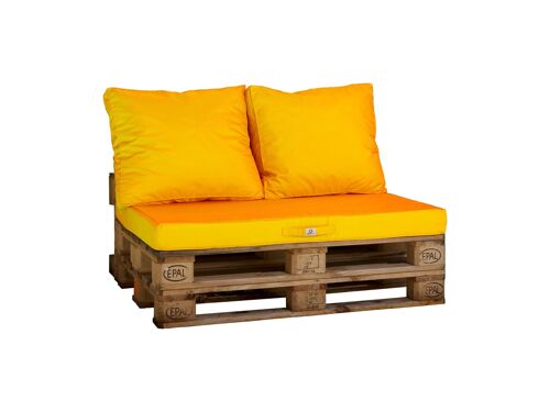 Lot Matelas Pour Palette Déhoussable Avec Assise De 120x80x10cm Et Dossier Jaune