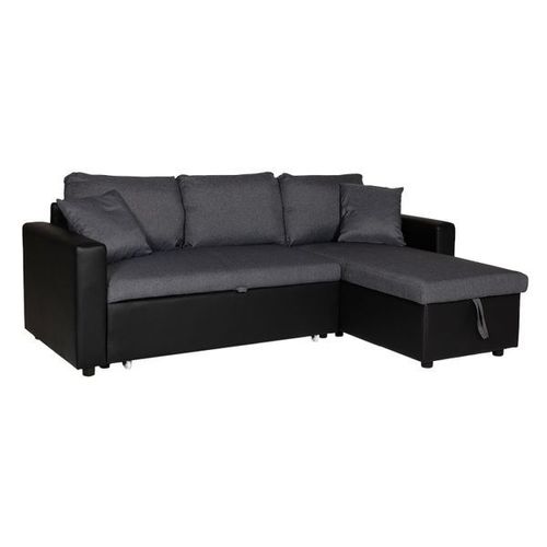Canapé D'angle Convertible Clark 3 Places Gris Chiné Et Noir