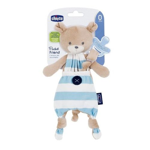 Doudou Attache-Sucette Pocket Friend - Bleu