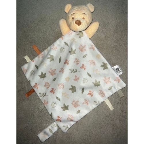 Doudou ours Winnie Disney Baby blanc feuilles attache tétine jouet bébé naissance ourson the pooh 