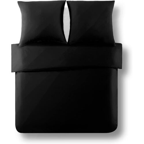 Sjzg-Renforcé Housse De Couette (Juste La Housse) 100% Coton - 200x220 Cm Noir - Seulement La Housse De Couette Avec Fermeture Éclair