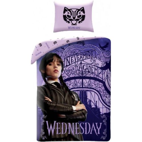 Sjzg-Wednesday Nevermore Academy Housse De Couette 140 X 200 Cm Avec Taie D'oreiller 70 X 90 Cm - 100 % Coton Multicolore