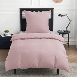 Sjzg-Parure De Lit 135 X 200 Cm - En Coton - Rose - Housse De Couette 135 X 200 Cm - 2 Pièces - Avec Taie D'oreiller 80 X 80 Cm - Certifié Oeko-Tex Adobe Rose Avec Fermeture Éclair