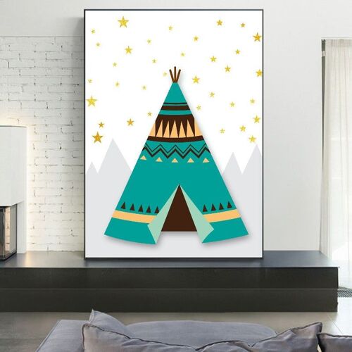 Toile Tipi - Enfant Bebe Chambre - Affiche Décorative - Poster Décoration Maison 30x40cm