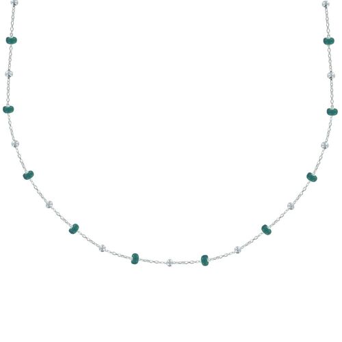 Les Poulettes Bijoux - Collier Argent Perles Émaillées Et Perles Argent