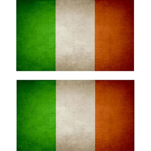 2x Autocollant Sticker Drapeau Vintage Vieilli Irl Irlande