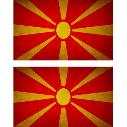 2x Autocollant Sticker Drapeau Vintage Vieilli Mk Macedoine